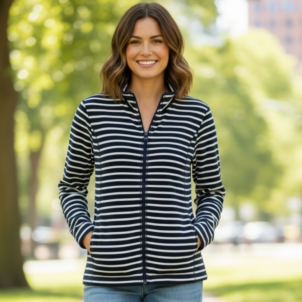 Jones New York women's full-zip striped jacket Size Large